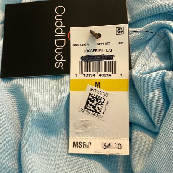 Cuddl Duds Cozy Long Sleeve Pajama Top Light Blue Soft Knit M - Picture 4 of 7